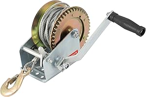 ZOENHOU 1600lbs Capacity Heavy Duty Hand Winch with 49FT / 15m Steel Cable, Hand Crank Winch, Boat Trailer Winch Manual Winch
