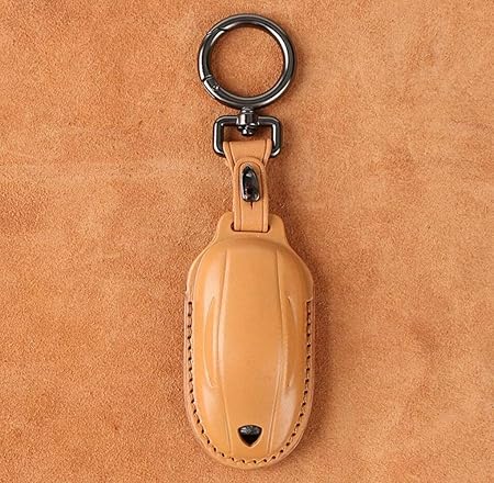 Amazon 車のリモコンキーホルダーキーカバーに適し テスラtesla Model X Model S Model 3レザーキーシェルキーケースアクセサリー きいろ に適しmodel X キーケース キーホルダー 車 バイク