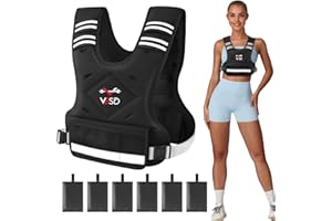 VBSD Adjustable Weighted Vest for Women Men 4-10lb/11-20lb/20-32lb Vest with 6 Ironsand Weights Body Weight Vest with Reflective Strip for Running Walking Strength Training Workouts