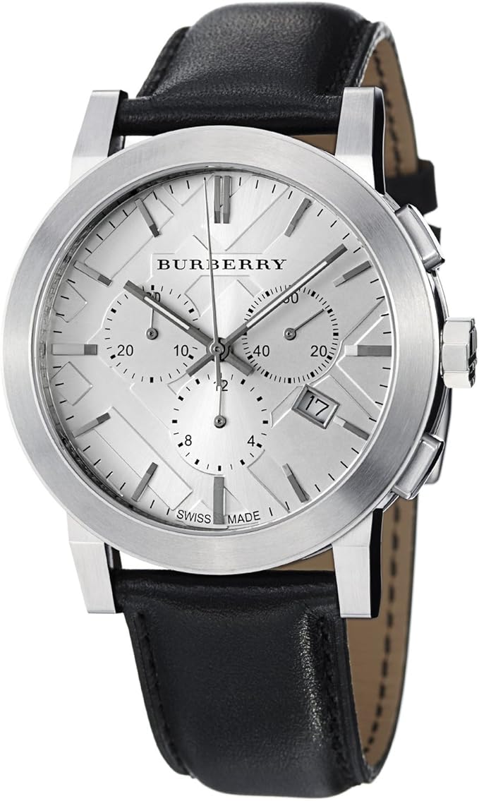 Burberry Women's BU9355 Large Check Black Leather Strap Chronograph