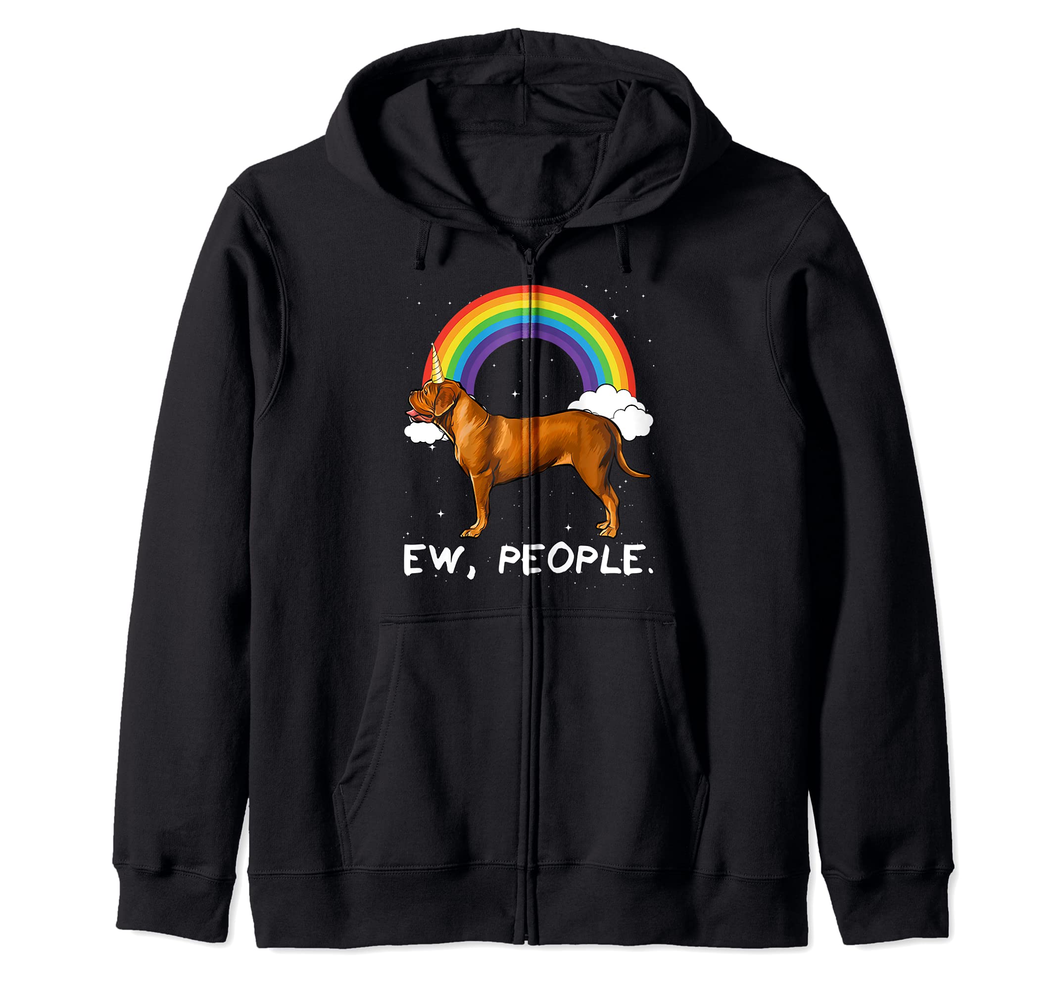 Rainbow Dogues de Bordeaux Ew People Unicorn Dog Zip Hoodie