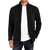 Runcati Mens Fleece Jacket Full Zip Lightweight Stand Collar Warm Jackets Casual Outdoor Windproof Coat with Pockets