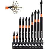 DYRECELVE 10-Piece Phillips Bits #2 Impact, 1-6 Inch Long Screwdriver Bits | Magnetic PH2 Phillips Head Drill Bits, S2 Steel, 1/4" Hex Shank for Impact Drivers, Drills and Tight-Reach Repairs