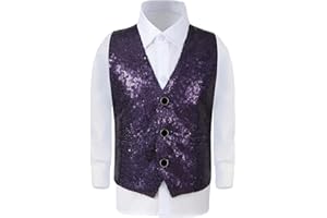 T Shirts for Boys Boys Vest for Stage Performance and Hosting Events Glitter Sleeveless Top with Sequins Kids Shows and Parti