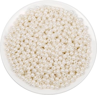 Anezus 1000pcs Ivory 6mm Pearl Beads with Holes for Jewelry Making