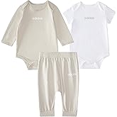 adidas baby-boys 3-piece Linear Logo Bodyshirt & Pant Set