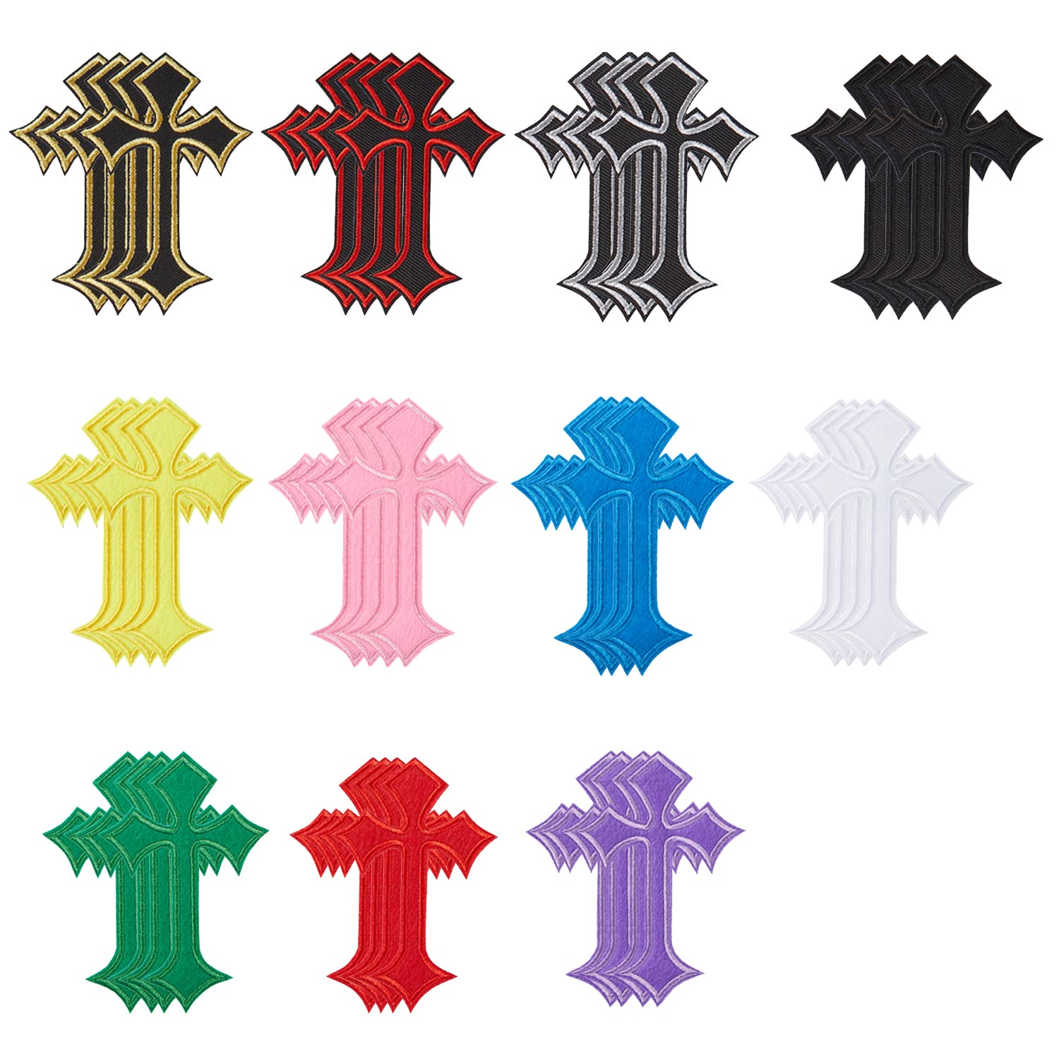 Photo 1 of Nicime 44pcs Cross Patches, Iron on/Sew on Cross Applique Patch, DIY Iron Patches for Jeans Hats Shirts Jackets Backpacks