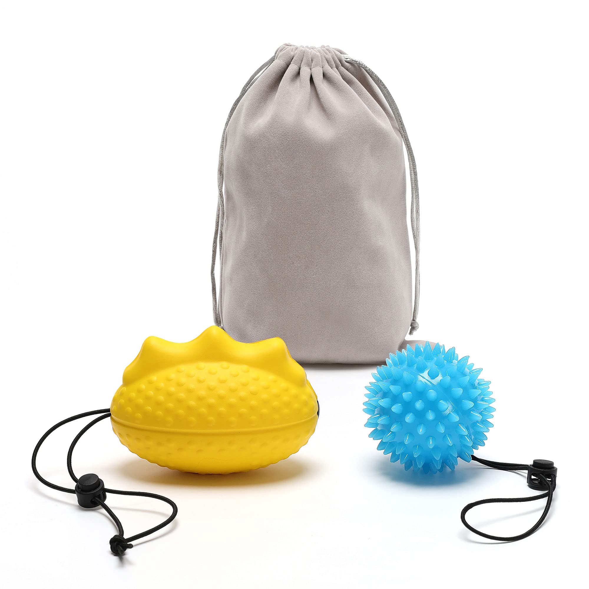 Fanwer Hand Strengthener Pack of 2 (Soft Ball + Hedgehog Ball) for Hands Therapy, Finger Trainer - Anti-Stress Ball Massage Ball