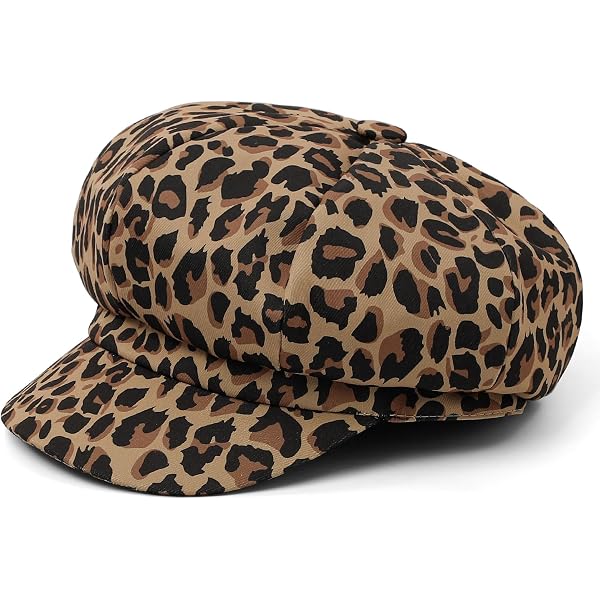 Vintage Newsboy Hats for Women Leopard Print Cabbie Paperboy  display picture 1