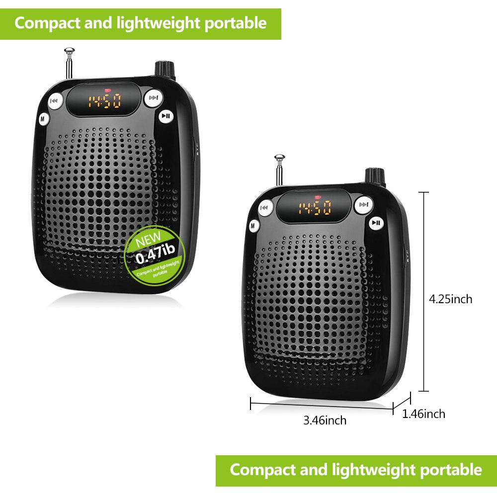 Zoweetek® Wireless Voice Amplifier with 5W 1500mAh Lithium Battery and Wireless Microphone Suitable for Tour Guides, Teachers, Coaches, Presentations, Costumes, Charger Included