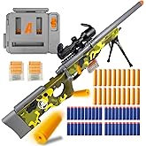 AGM MASTECH AWM Foam Dart Blaster, Shell Ejecting Model with Scope, Metal Components, Foldable Stock, 40 Darts, 20 Shells. Tactical CS Game Prop for Teens 14+ and Adults (Green)