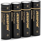 4 Pack 2I7OO 3.7 V Rechargeable Batteries, 2I7OO Battery 5000mAh Flat Top Li-ion Batteries for Flashlight, Headlamps, etc