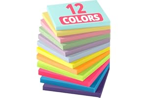 ZOTIA Sticky Notes, 12 Pads, Sticky Notes 3x3 Inches, Coloful Sticky Note Pads, Easy to Stick for School, Office and Home - Vibrant Colors