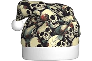 JIPOFD Skull Skeleton Santa Hat Christmas Adult For Women And Men Touch Soft Comfortable Thickened Santa