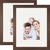 Picture Frames 8x10 2 Pack Made of Solid Wood Oak Brown for Wall Mounting and Tabletop Display