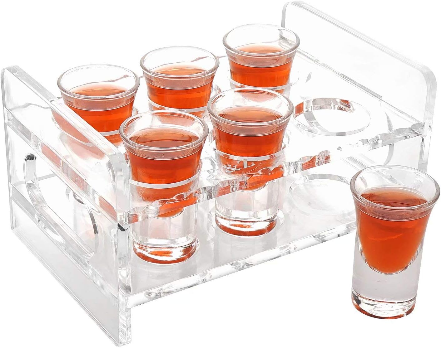 D&Z Shot Glass Holder, 6 Heavy Base Crystal Clear Liquor Shot Glasses