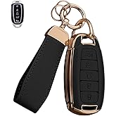 WiiLemz Key Fob Cover for Hyundai, Upper Leather + Soft TPU Key Cover for Palisade Elantra Santa Fe Accent Azera GT Kona