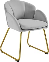 Yaheetech Velvet Tub Chair Modern Accent Armchair with Gold Leg Grey