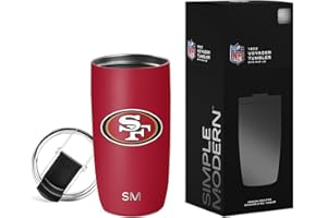 Simple Modern Officially Licensed NFL San Francisco 49ers 16oz Travel Coffee Tumbler with Flip Lid | Stainless Steel Cup | Football Gifts for Men, Women | Voyager Collection | San Francisco 49ers