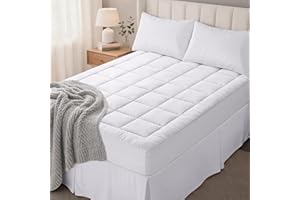 OLANLY Queen Quilted Fitted Mattress Pad – Soft Pillow Top Mattress Topper, Down Alternative Fill, Cooling Comfort Breathable Mattress Cover, Machine Washable Deep Pocket Mattress Protector, White