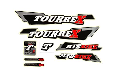 Fahrrad DEKOR Satz Aufkleber Rahmen 8tlg. Frame Decal Sticker Tourrex Schwarz Rot