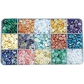 Maonewque Gemstone Chips Beads DIY Jewelry Making, Healing Engry Crystals Polishing Crushed Irregular Shaped Beads with Box(15 Material-2)