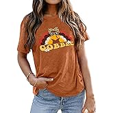 Thanksgiving Shirts for Women: Funny Turkey Shirt Gobble Pumpkin Graphic Tees Thankful Blessed T-Shirts Cute Fall Tops