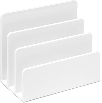 Osco White High Gloss 3-Slot Letter Holder Desk Organiser