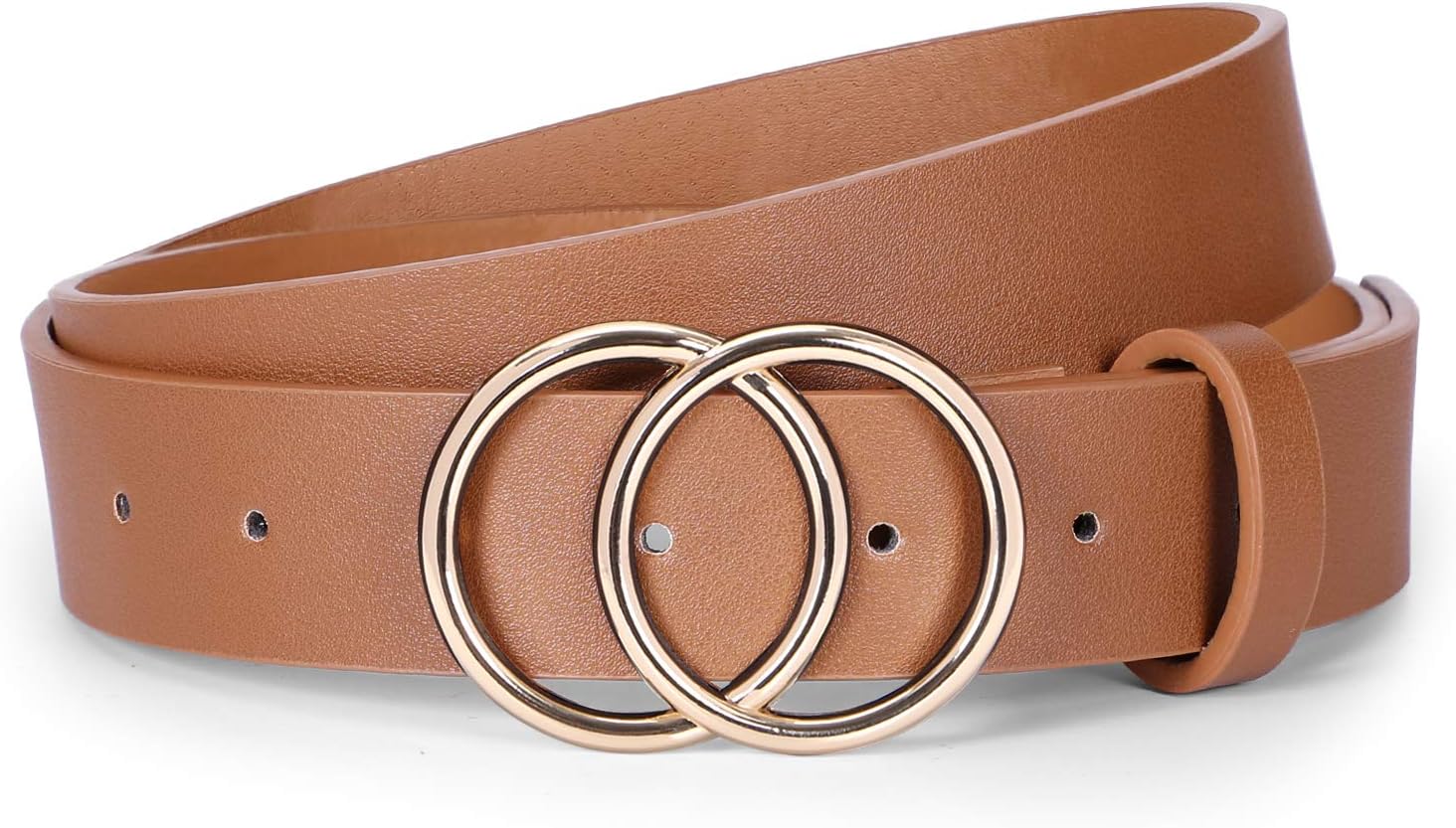 O ring Golden Buckle Fashion Women Leather Belts for Pants Jeans, Plus Size Waist Ladies Designer Belts by WERFORU
