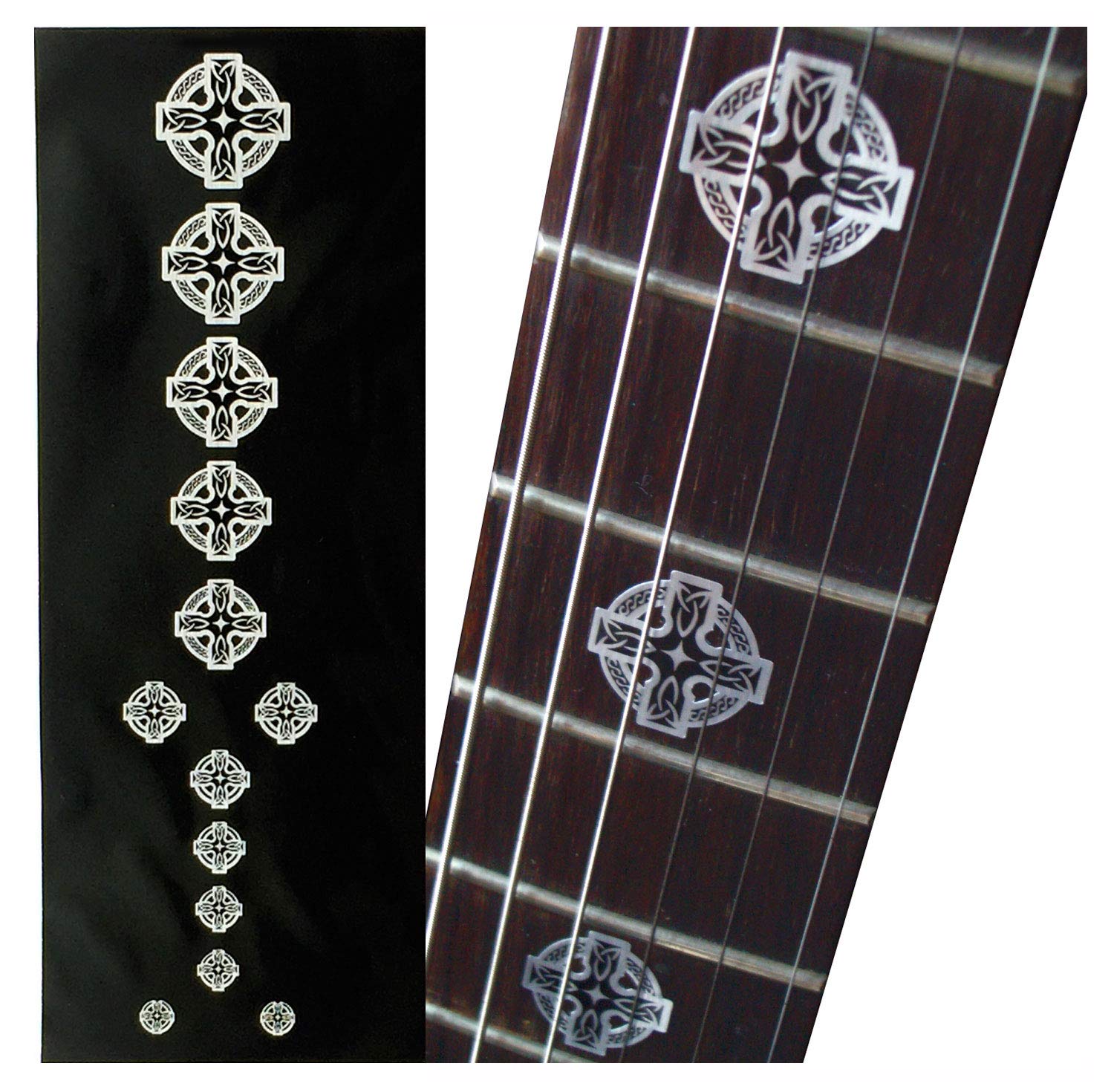 Inlaystickers Fret Markers for Guitars & Bass - Celtic Cross - Metallic,F-072CC-MT