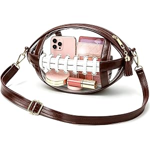 Clear Bag for Stadium Events Stadium Approved Football Shaped Purse for Women PVC Crossbody Bag for Game Day Concerts Sports