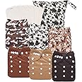 babygoal Reusable Cloth Diapers 6 Pack with 6pcs Rayon from Bamboo Inserts and Wet Bag, Baby Washable Pocket Nappy,6FN56-MB-B