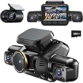 AI Dash Cam, 4 Channel Dash Cam Front and Rear, 4K Dash Camera with Driver Monitor System, Car Camera with 128GB SD Card, 360