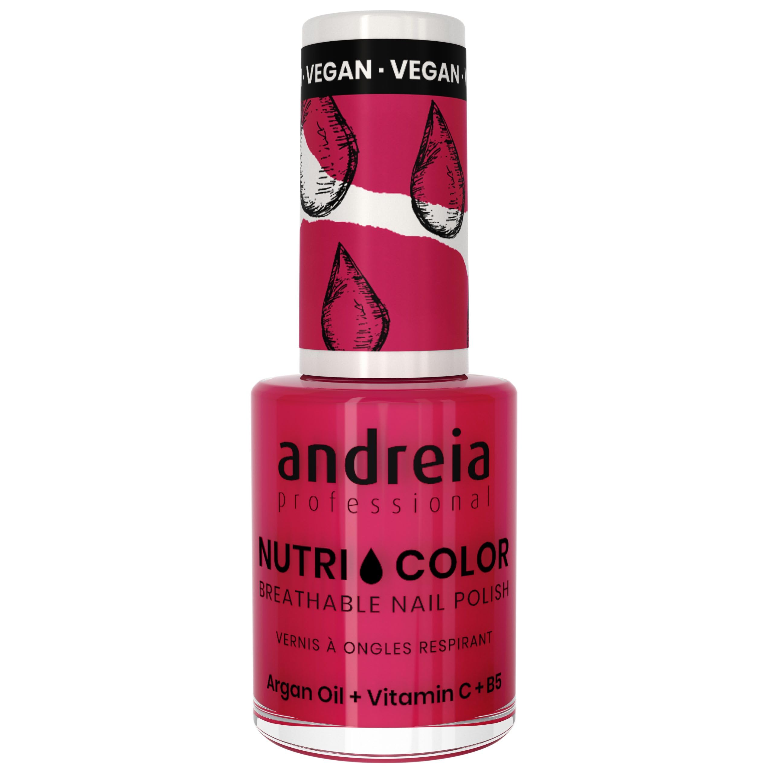 Andreia Professional NutriColor Breathable Nail Polish - Vegan and Cruelty-Free DIY Nail Art Nail Polish with Long Lasting Gloss Finish Colour NC37 Bright Red 10.5ml