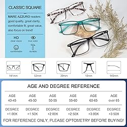 MARE AZZURO Large Square Reading Glasses +1.25 Men