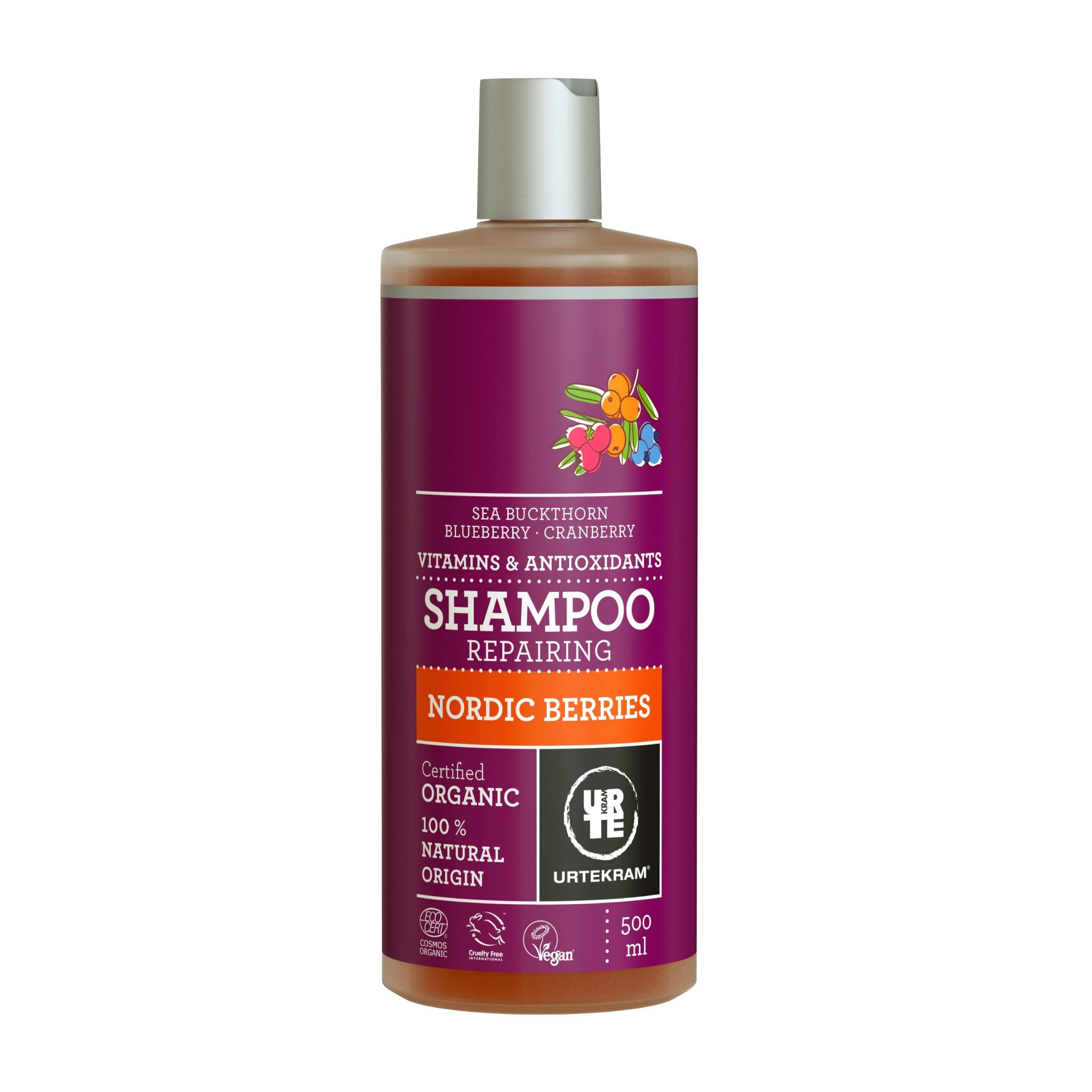 Urtekram Shampoo - Nordic Berries - Normal hair - 500 ml, Vegan, Organic, Natural Origin