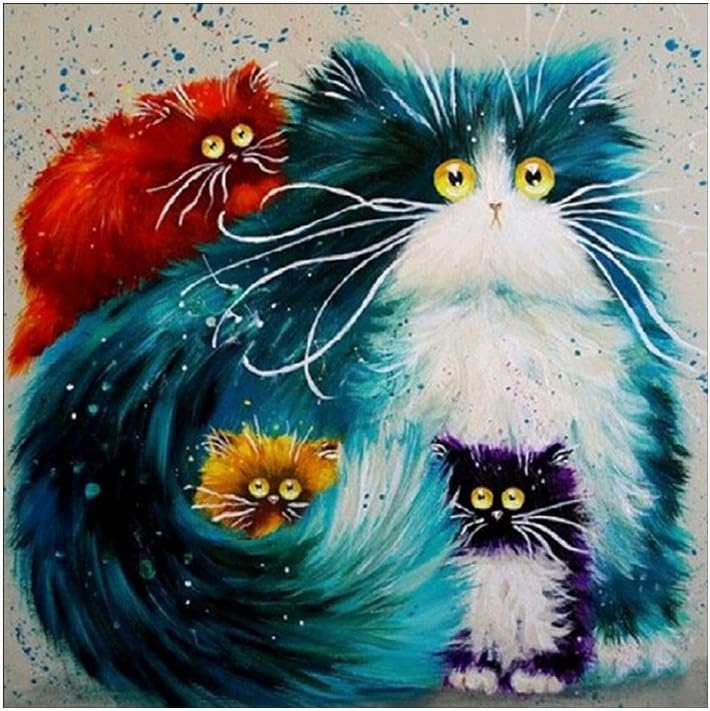 iYmitz 5D Diamond Painting Kit Full Drill DIY Rhinestone Embroidery Cross Arts Crafts Stitch Kit for Home Wall Decor Oil Painting Cute Cat (A, 40x30cm)