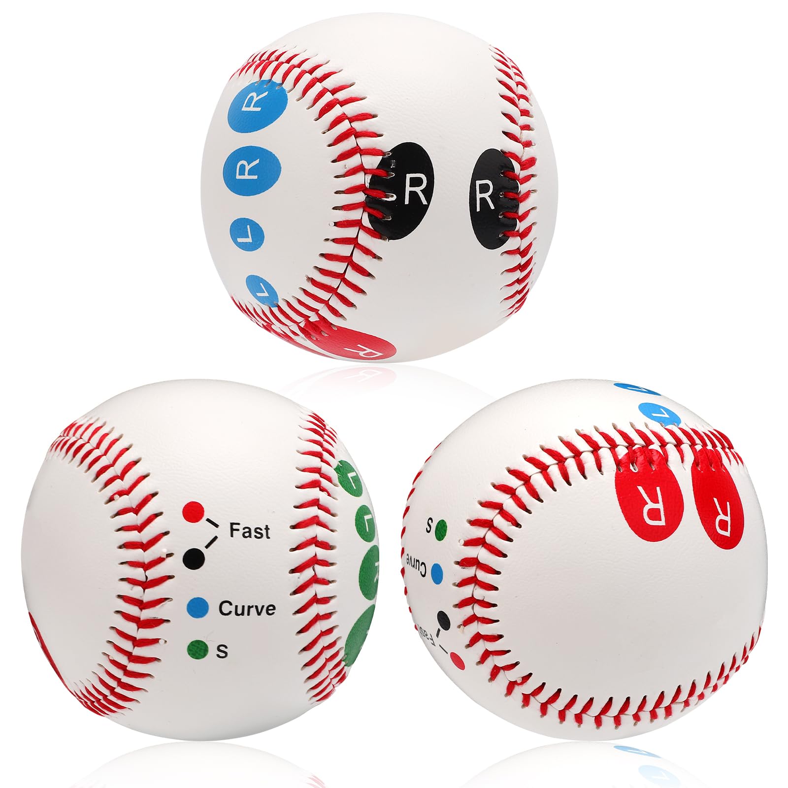XIHIRCD 3 Pcs Baseball Pitching Grip Trainers, 3 Pack of 3 Baseballs with Finger Placement for Beginners to Learn Multiple Grips