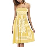 Women's Strapless Floral Bohemian Casual Mini Beach Dress Cover-ups Dress