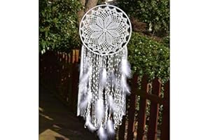 EasyBravo Large Boho Dream Catcher with White Feather Macrame Wall Hanging for Vintage Wedding Home Decorations 12" Circle 31.5" Long