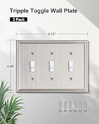 TREEWELL 2-Pack Triple Toggle Light Switch Cover
