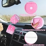 DIVINA VITAE Pink Fuzzy Dice for Rear View Mirror 2.75in Pair Car Ornament view 5