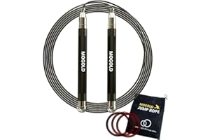 MOGOLD Crossfit Jump Rope For Men/Women/Kids Free Screw Design-Dual Ball Bearing- Durable Silicone&metal Grip with 4 Speed Rope Perfect for Boxing, MMA,Double Unders