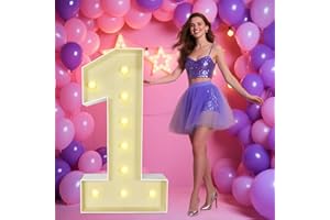 BOPPLEJO Marquee Light Up Numbers: 4FT Large Decorative Letters Signs for Party Decorations Baby Shower Birthday Wedding Engagement Anniversary, 4 Feet Tall Pre-Cut DIY Foamboard Number 1 - Easy to Assemble