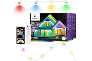 APPECK Permanent Outdoor Lights 100ft with 72 LEDs, DIY Scene Modes, Smart RGBW Eaves Lights Waterproof, App/Remote Control f
