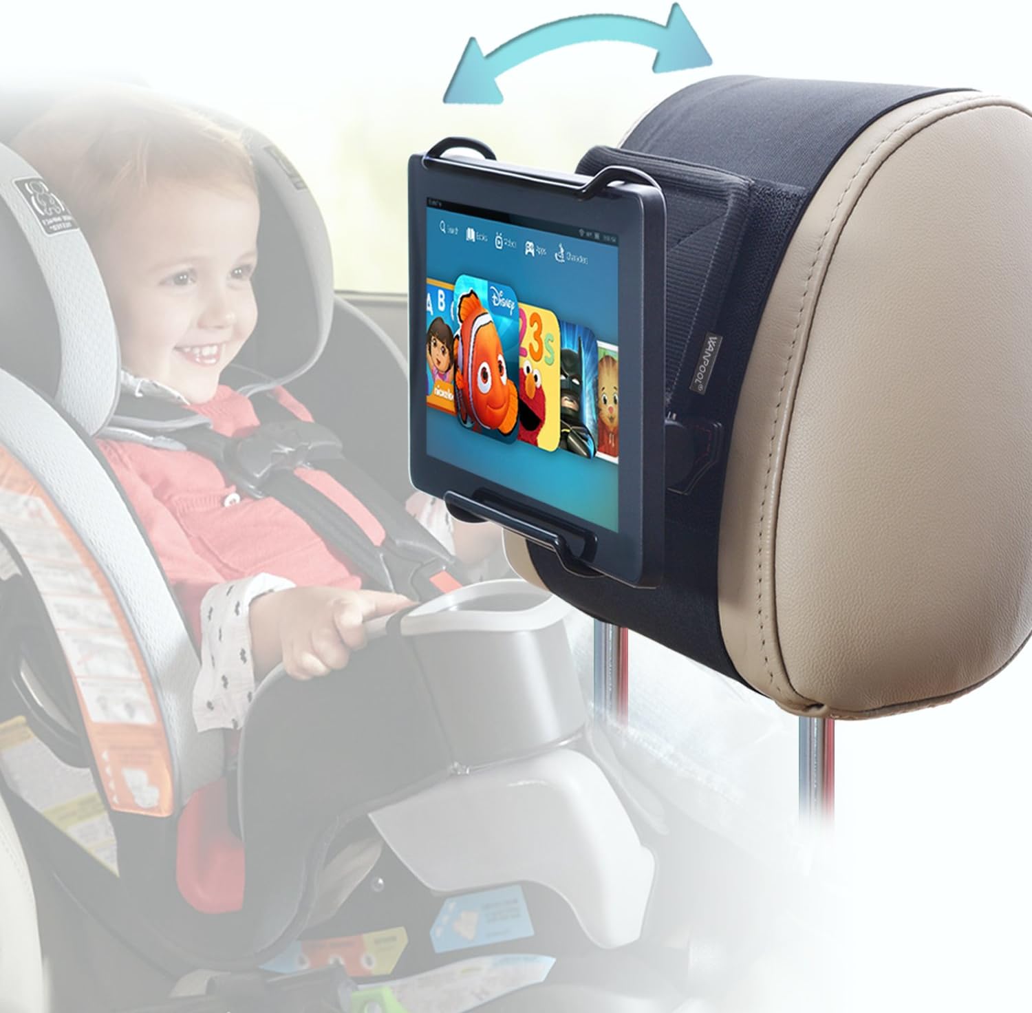 WANPOOL Car Angle Adjustable Headrest Mount Holder for 7-10 Inch Fire Tablets