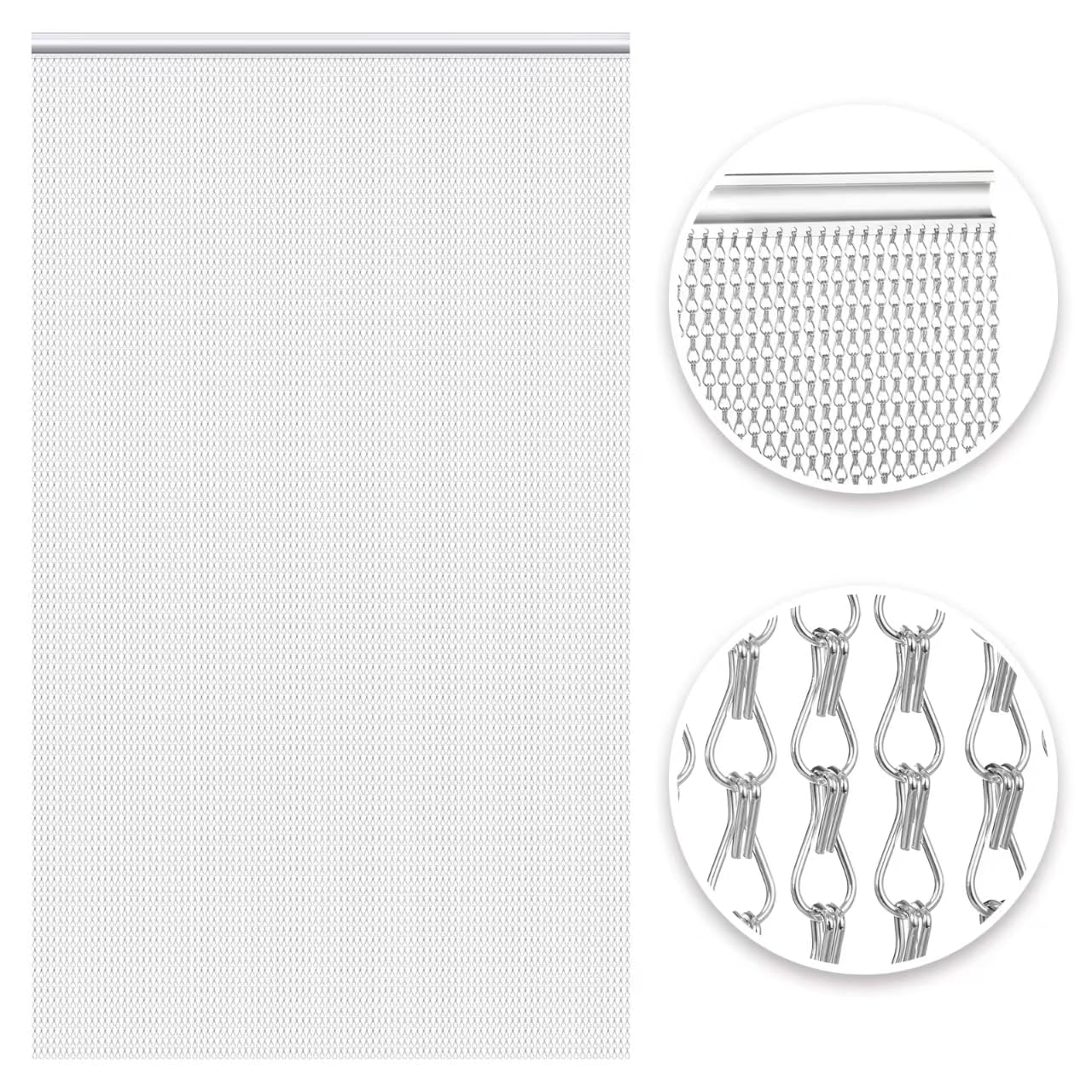 VerRich Silver 90 * 200cm Aluminium Chain Curtain Door Fly Screens Metal Fly Curtain Insect Blinds Pest Control