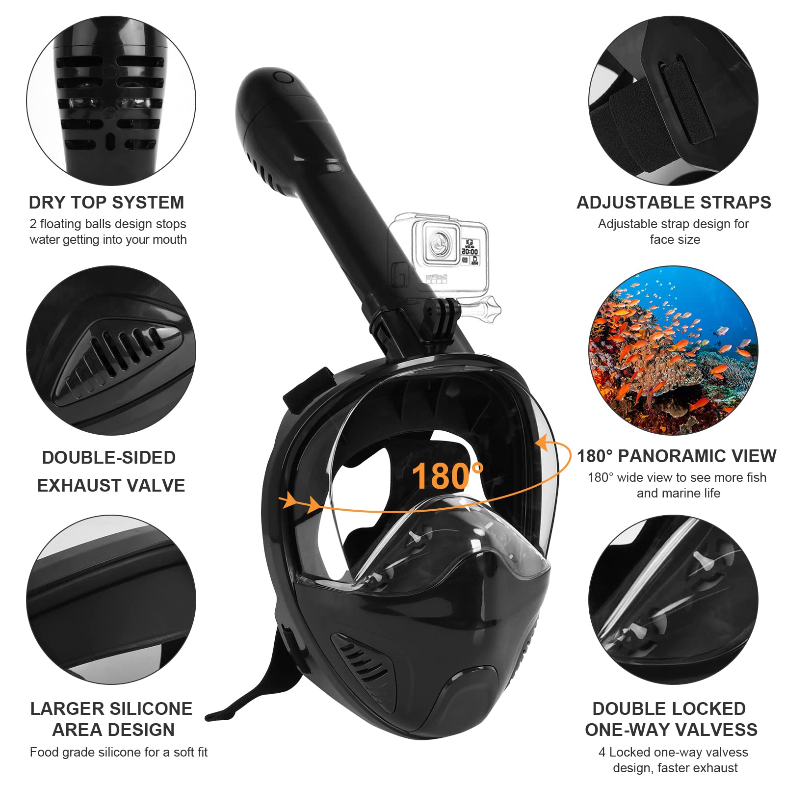 Mua ANSUN Snorkel Mask Full Face, Snorkeling Gear for Adults with ...