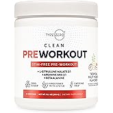 Ultra Clean Stim Free Pump Pre Workout + Nitric Oxide Booster (Fruit Punch) Beetroot, 7G Arginine Citrulline Malate, Betaine, Beta A, ACV+ - Sugar/Caffeine Free Natural Non Stim Preworkout Men & Women