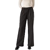 heipeiwa Women's Winter Fall Wool Blend Thick Warm Wide Leg Dress Business Casual Pants Trouser